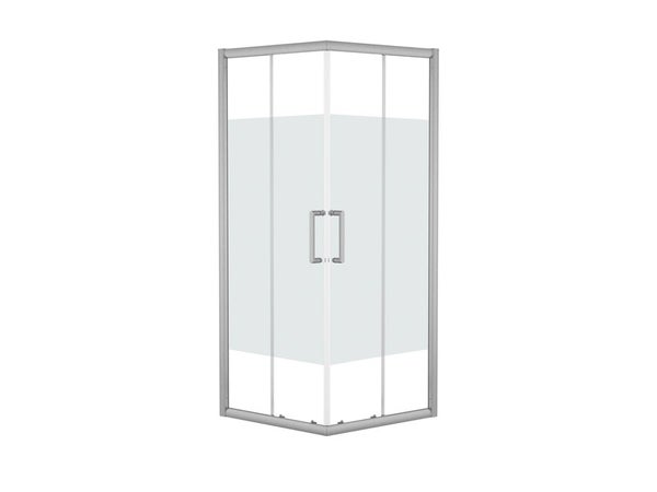 Porte de douche, angle carré Quad, L.79 cm x l.79 cm, verre sérigraphié, chromé