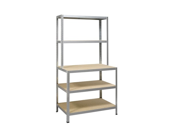 Etagère métal gris galvanisé strong work, 5 tablettes l.100 x H.186 x P.60 cm