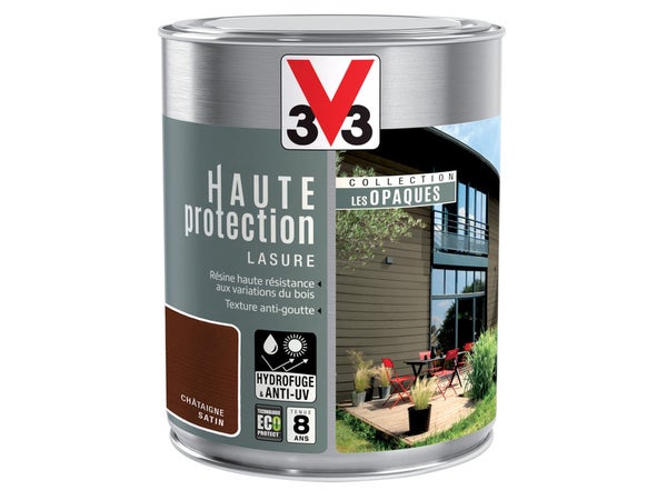 Lasure V33 Hp Les Opaques 8 Ans Châtaigne Satiné 1 L