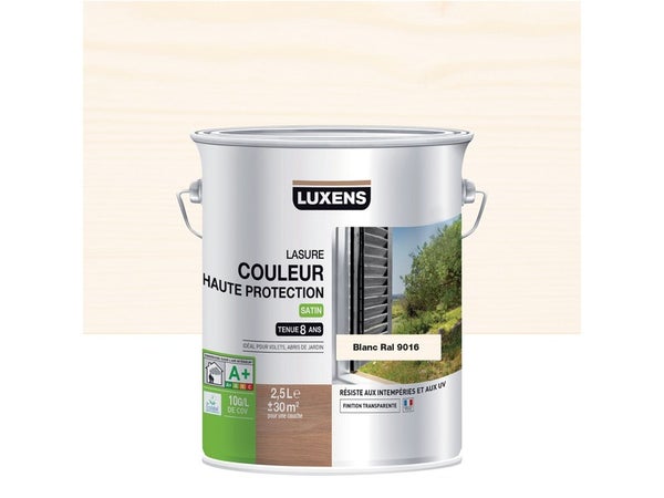Lasure Luxens Haute Protection 8 Ans Blanc Satiné 2.5 L