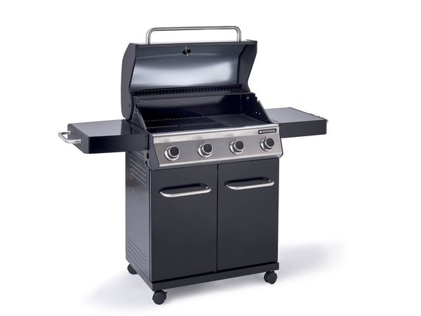 Barbecue au gaz - 154 x 55 x 114 cm - NATERIAL Kenton, 4 brûleurs, noir