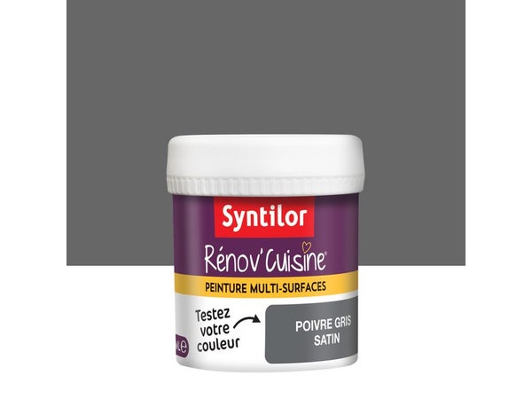Testeur Peinture Cuisine Meubles, Crédences Syntilor, Poivre Gris, Satin 0.075L