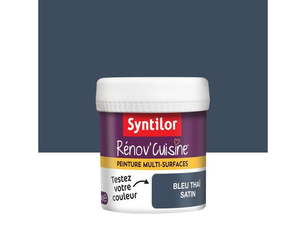 Testeur Peinture Cuisine Toute Surface Rénov'Cuisine Syntilor Bleu Thaï Satin 0.075L
