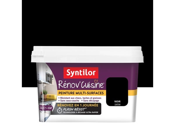 Peinture Cuisine Meuble Et Crédence Rénov' Syntilor Noir Satin 0.5L