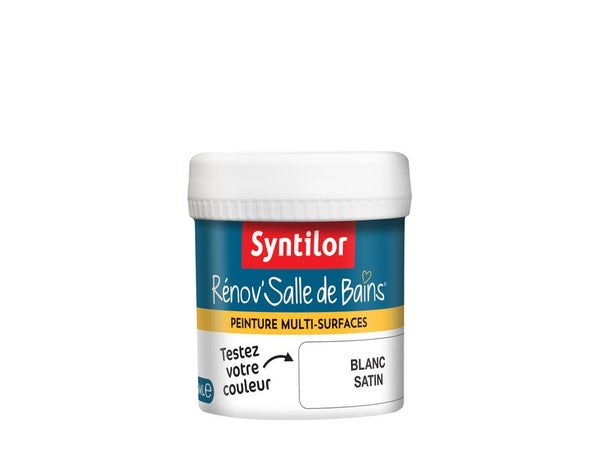 Testeur Peinture Salle De Bains Toute Surface Syntilor, Blanc Satin, 0.075L