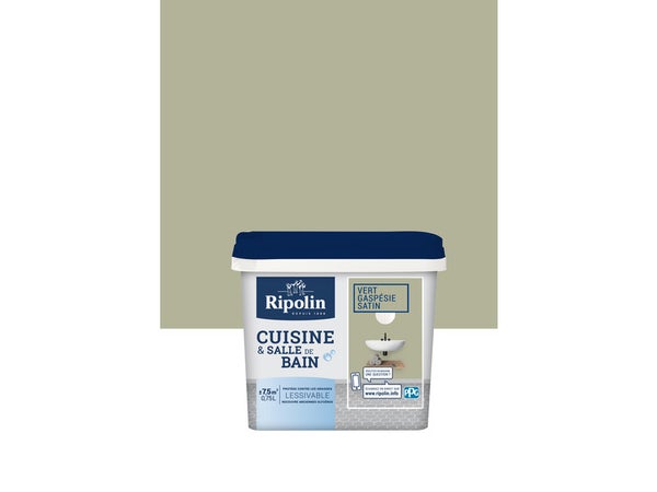Peinture Mur Cuisine Et Bain Ripolin Vert Gaspésie Satiné 0.75 L