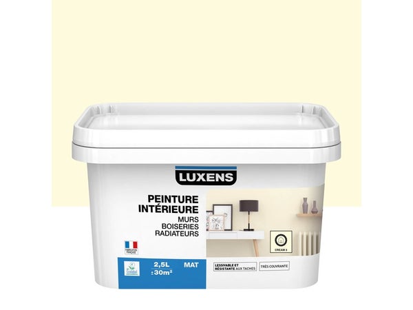 Peinture mur, boiserie, radiateur Intérieure LUXENS cream 3 mat 2.5 l