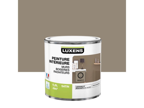 Peinture, Mur, Boiserie, Radiateur, Multisupports Luxens, Trench 3, Satin, 0.5 L