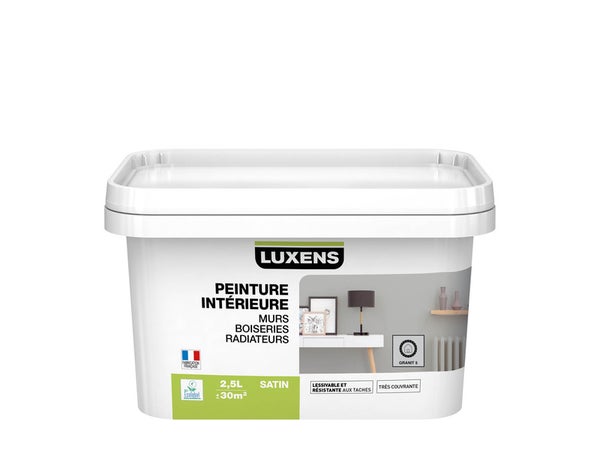 Peinture Mur, Boiserie, Radiateur Multisupports Luxens Granit 5 Satiné 2.5 L