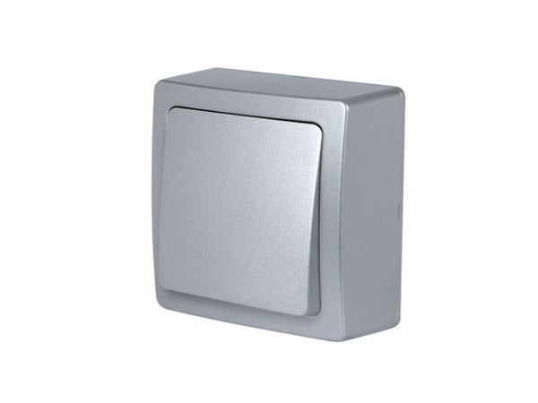 Interrupteur Va-Et-Vient Saillie Complet, Lexman Opus, Gris Aluminium