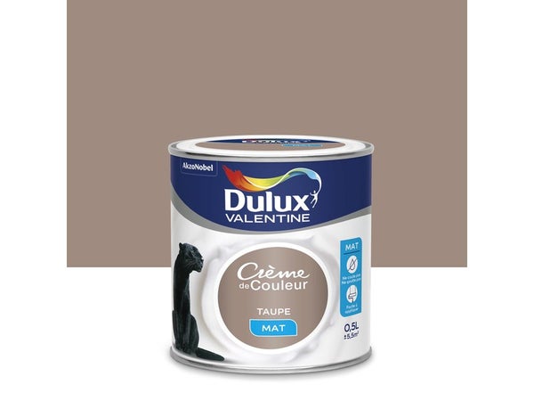 Peinture mur, boiserie, radiateur Crème de couleur DULUX VALENTINE taupe mat 0.5 l