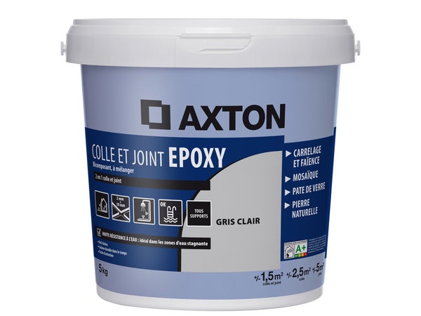 Colle Et Joint Époxy Axton, Gris Clair 5 Kg, 2 M²