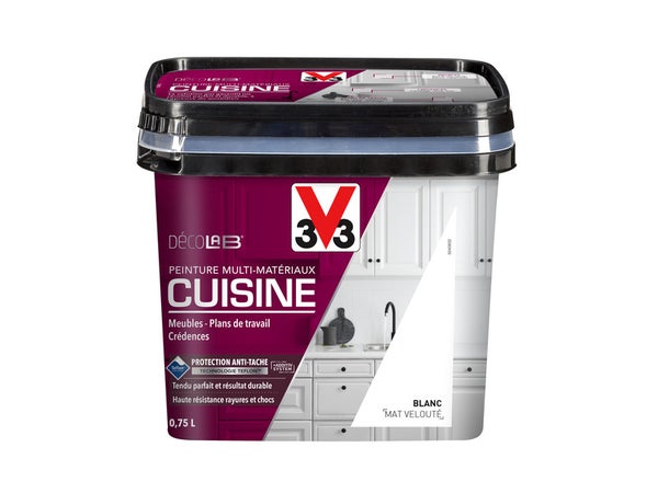Peinture Cuisine Meuble Et Crédence Décolab® V33 Blanc Mat 0.75 L