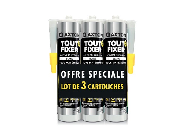 Tout Fixer Polymère Axton, 3X 290 Ml Blanc