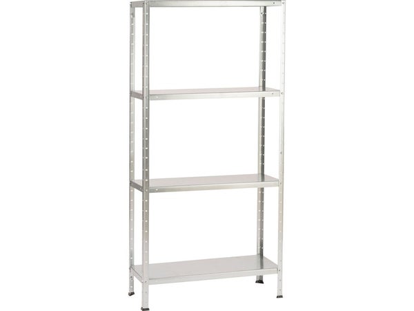 Etagère métal gris galvanisé, 4 tablettes l.72.5xH.145xP.30