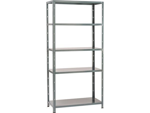 Etagère métal gris anthracite peint SPACEO spaceo, 5 tablettes l.90xH.187xP.40