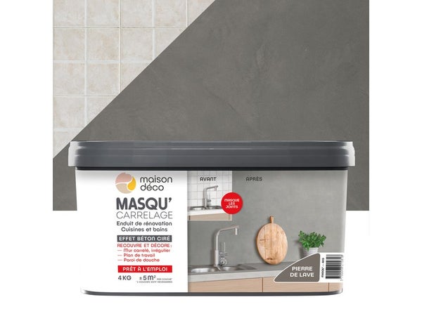 Enduit Masqu'Carrelage Et Mur Maison Deco, Pierre De Lave, 4 Kg