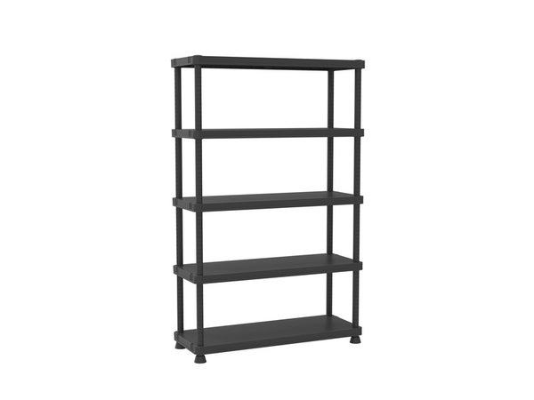 Etagère résine Spaceo, 5 tablettes, noir L. 120 x H. 187.5 x P. 45 cm