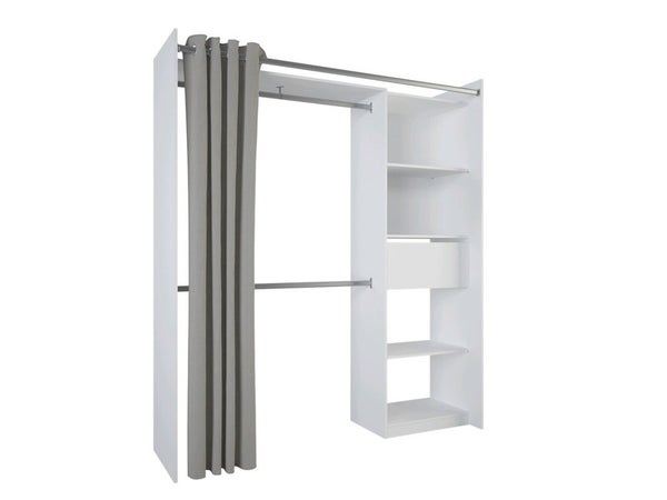 Kit dressing New star blanc avec rideau H.200 x l.122,8/177,2 x P.50 cm