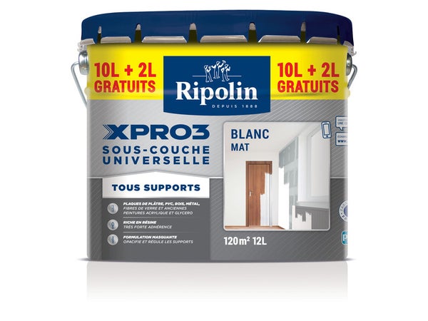 Sous-Couche Universelle Xpro3 Ripolin, 12 L, Blanc