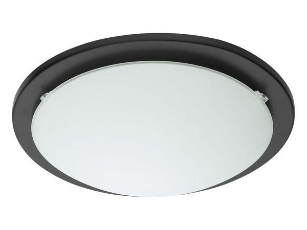 Plafonnier, Essentiel Verre Noir / Blanc Inspire Iceberg D.29 Cm