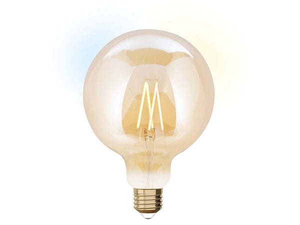 Ampoule led à filament ambré Globe 125 mm E27 806Lm = 60W blancs variables, JEDI