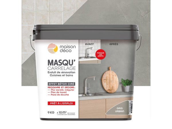 Enduit Masqu'Carrelage Et Mur Maison Deco, Gris Urbain, 9 Kg