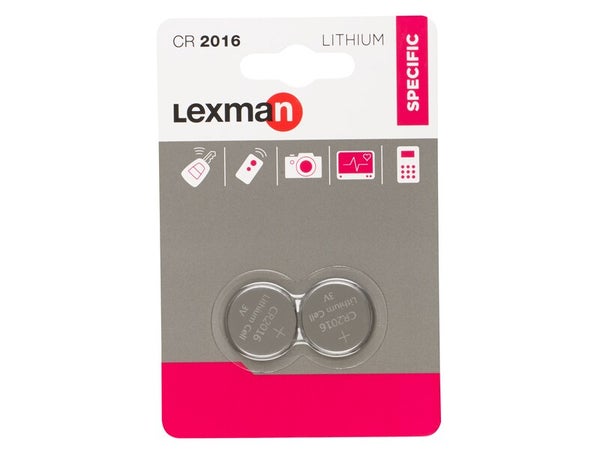 Lot De 2 Piles Lithium Cr2016/Dl2016, 3 V, Lexman