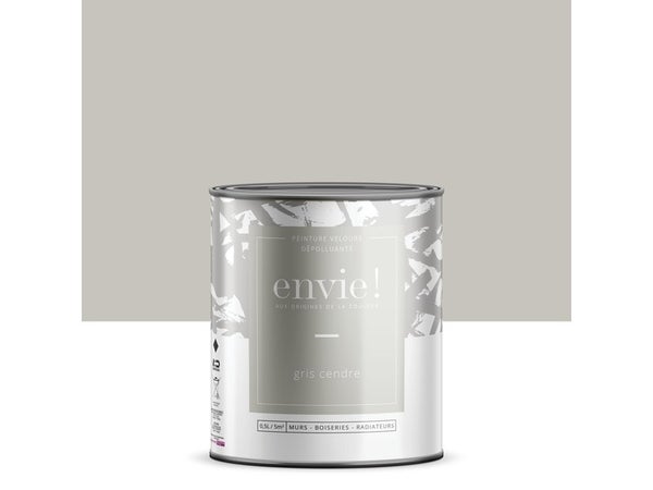 Peinture dépolluante mur, boiserie, radiateur ENVIE gris cendre velours 0.5 l