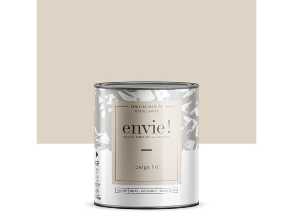 Peinture dépolluante mur, boiserie, radiateur ENVIE beige lin velours 0.5 l