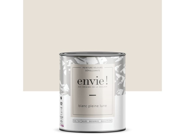 Peinture dépolluante mur, boiserie, radiateur ENVIE blanc pleine lune velours 0.5 l