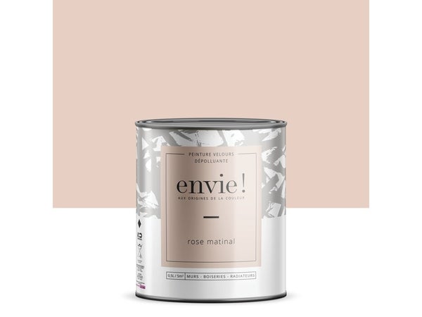 Peinture dépolluante mur, boiserie, radiateur ENVIE rose matinal velours 0.5 l