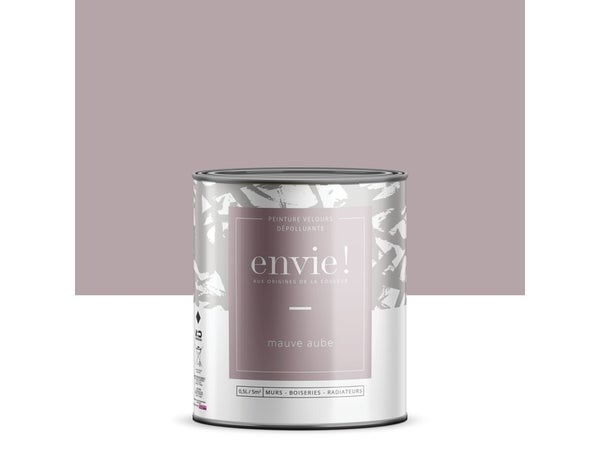Peinture dépolluante mur, boiserie, radiateur ENVIE mauve aurore velours 0.5 l