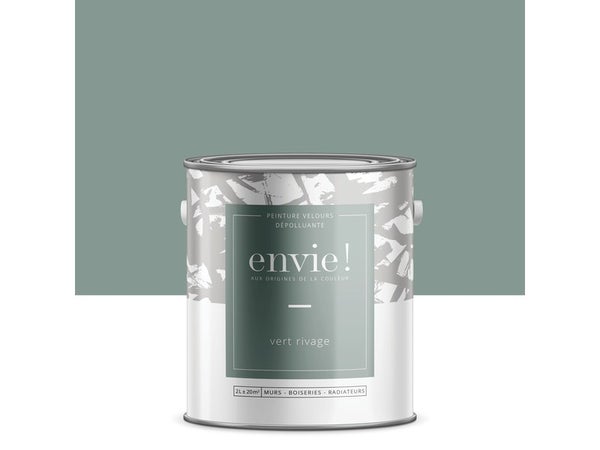 Peinture dépolluante mur, boiserie, radiateur ENVIE vert rivage velours 2 l