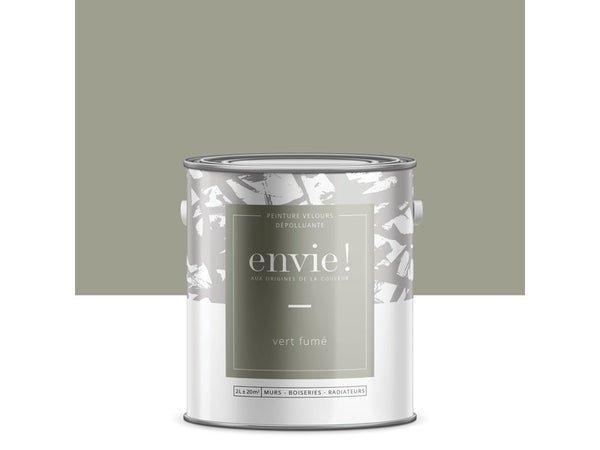 Peinture dépolluante mur, boiserie, radiateur ENVIE vert fumé velours 2 l
