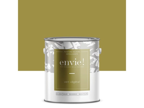 Peinture dépolluante mur, boiserie, radiateur ENVIE vert végétal velours 2 l