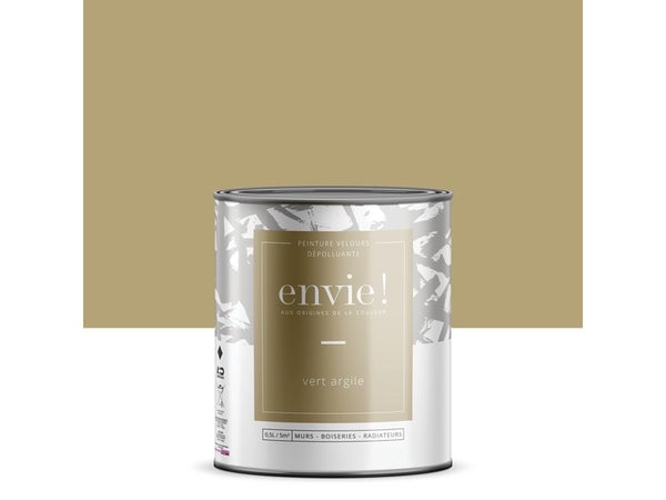 Peinture dépolluante mur, boiserie, radiateur ENVIE vert argile velours 0.5 l