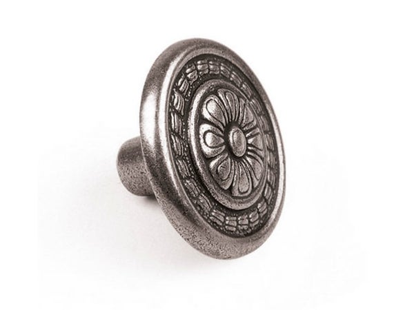 Bouton De Meuble Motif Argent Zamak H.22 X L.30 X P.30 Mm