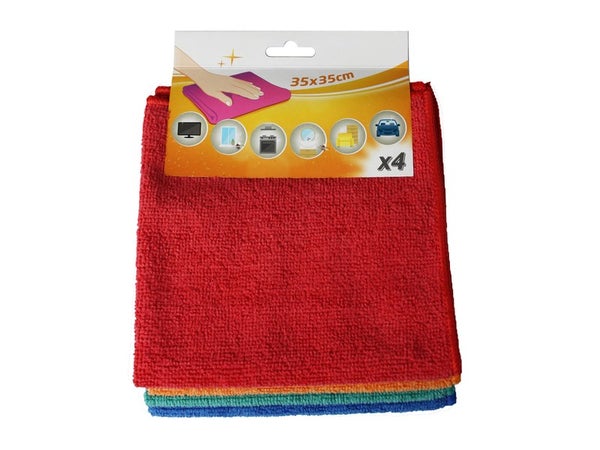 Lot De 4 Chiffons Nettoyage Quotidien Polyester / Polyamide Microfibre