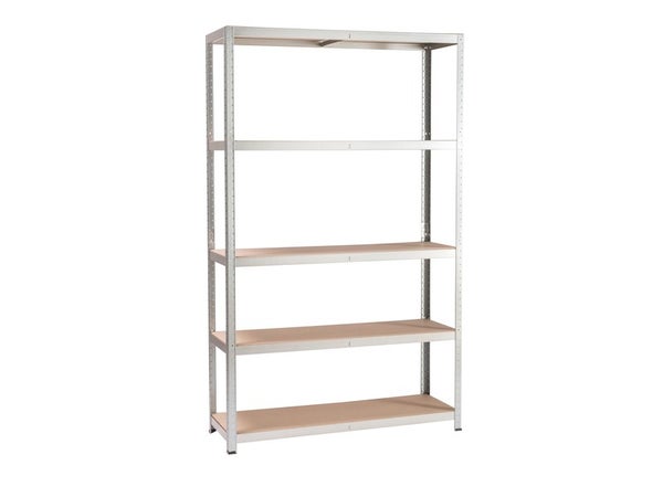 Etagère métal gris galvanisé SPACEO, 5 tablettes l.120xH.196xP.40cm