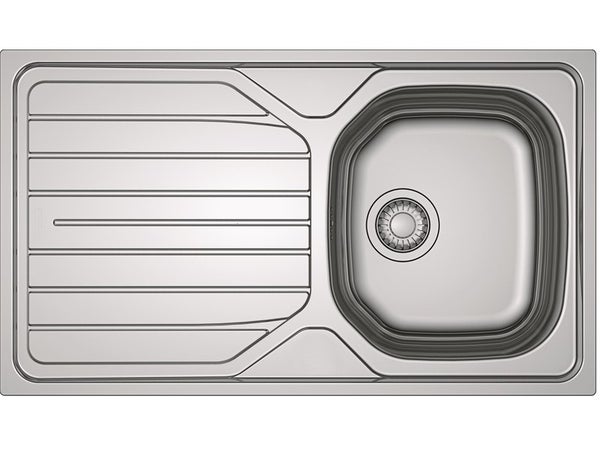 Evier à encastrer 1 bac avec égouttoir, inox, gris / argent LOKI
