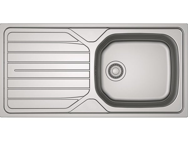 Evier à encastrer 1 grand bac avec égouttoir, inox, gris / argent Loki