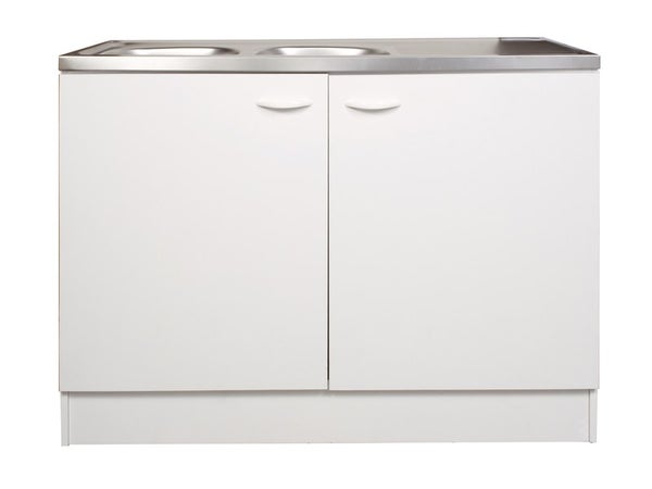 Meuble de cuisine sous-évier 2 portes, blanc, H. 86xl. 120xP. 60 cm