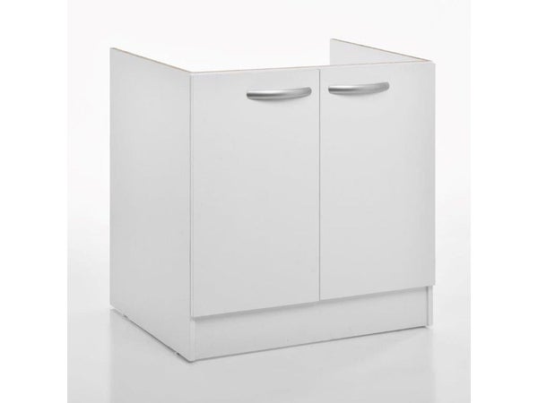 Meuble de cuisine sous-évier 2 portes, blanc, H. 86xl. 80xP. 60 cm
