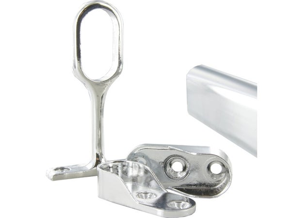 Kit barre de penderie et supports chromé 1 m Diam.30 x 15 mm ovale