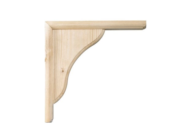 Equerre Volute Bois Brut Naturel, H.15 X P.15 Cm