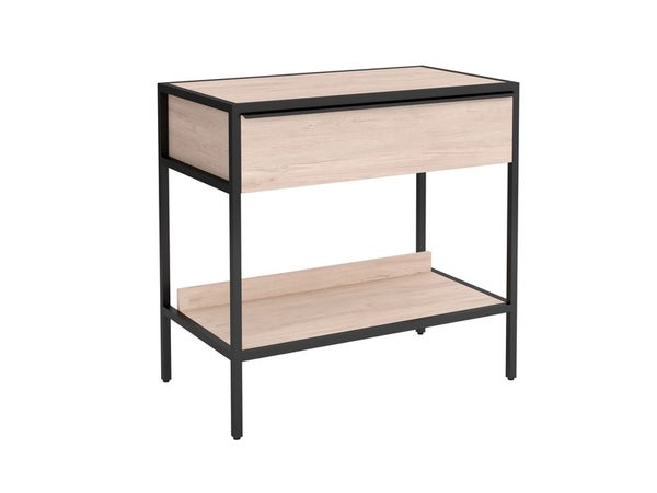 Meuble De Salle De Bains Simple Vasque L.80 X H.77.2 X P.45 Cm, Effet Chêne Natu
