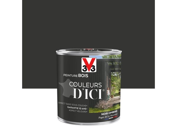 Peinture Bois Extérieur Couleurs D'Ici® V33, Noir Ombré Velours 0.5 L