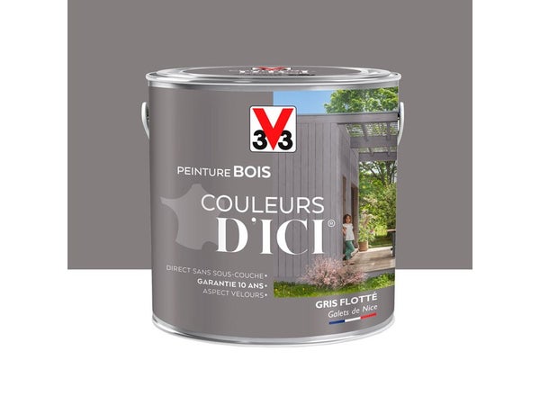 Peinture Bois Extérieur Couleurs D'Ici® V33, Gris Flotté Velours 2 L