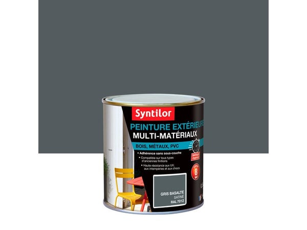 Peinture Multimatériau Extérieur Syntilor Gris Basalte Satiné 0.5 L